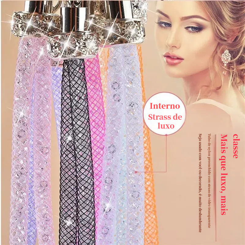 Alça de Celular com Pingente Removível, Corrente Longa de Strass, Transversal de Ombro