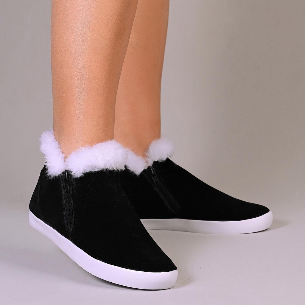 Tenis Botinha Feminino Bota Inverno Forrada Pelos Frio lã Peluciada Confortável