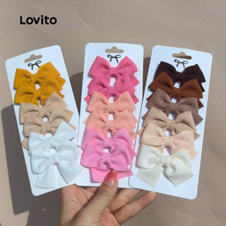 Lovito Grampos De Cabelo Fofos Com Laço Liso Para Bebês E Crianças LCS099057 em Oferta na Shopee