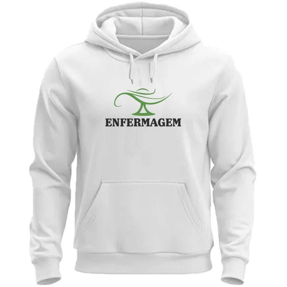 Moletom Curso Enfermagem Blusa de Frio Tecnico Enfermagem Canguru Com Toca Unissex Algodão Flanelado Macio