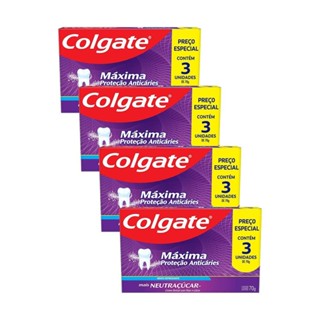 Kit 4 Pack Creme Dental Colgate Máxima Proteção Anticáries + Neutraçúcar 70g em Oferta na Shopee