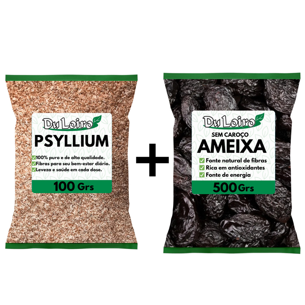 Ameixa Seca Sem Caroço 500g + 100g de Psyllium Grátis