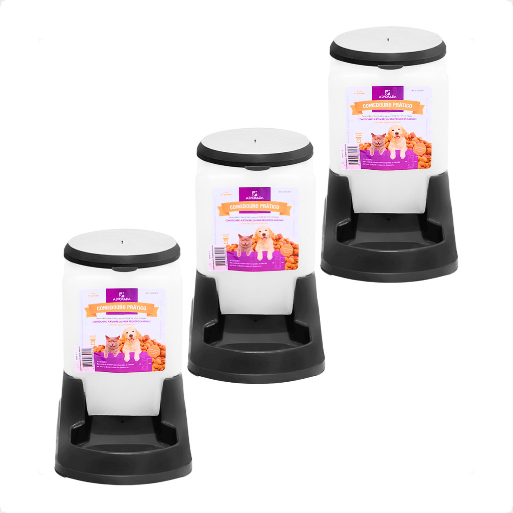 Kit 3 Comedouro Pratico Alvorada 3 Litros - Preto em Oferta na Shopee