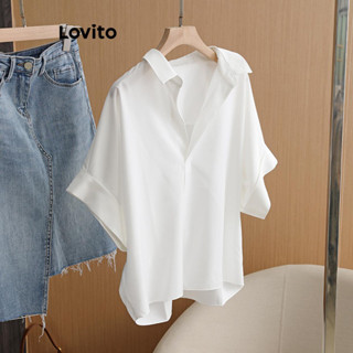 Lovito Blusa Casual Lisa Blusa Alta Baixa Para Mulheres LNE49070 em Oferta na Shopee