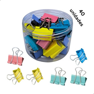 Kit 40 prendedores de papel presilha Blindes clipes de 19mm preto ou colorido em Oferta na Shopee