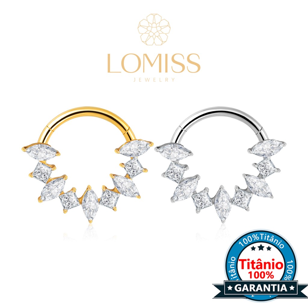 Piercing Septo Argola Titânio Zircônia Cravejada Septril Helix Nariz Daith Rook Conch