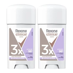 Kit 2 Desodorante Antitranspirante em Creme Rexona Clinical Extra Dry 58g