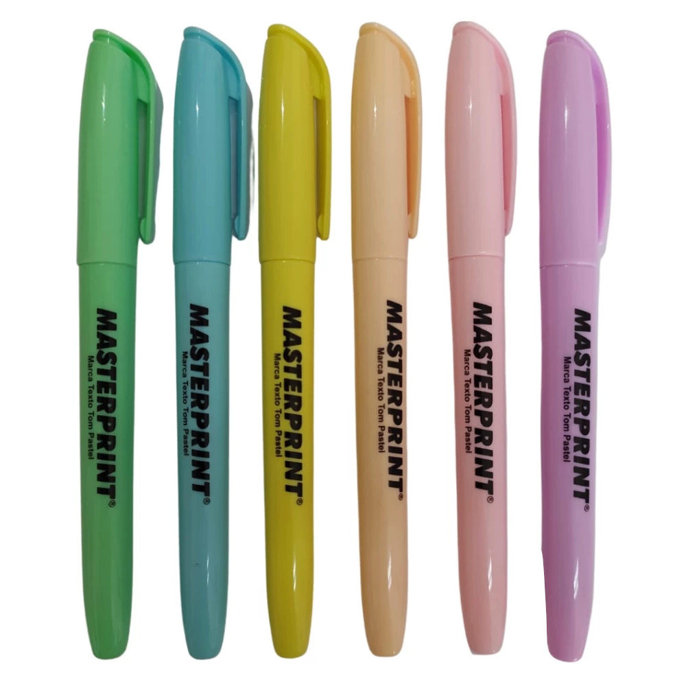 Kit Caneta Marca Texto 6 Cores Pastel Masterprint