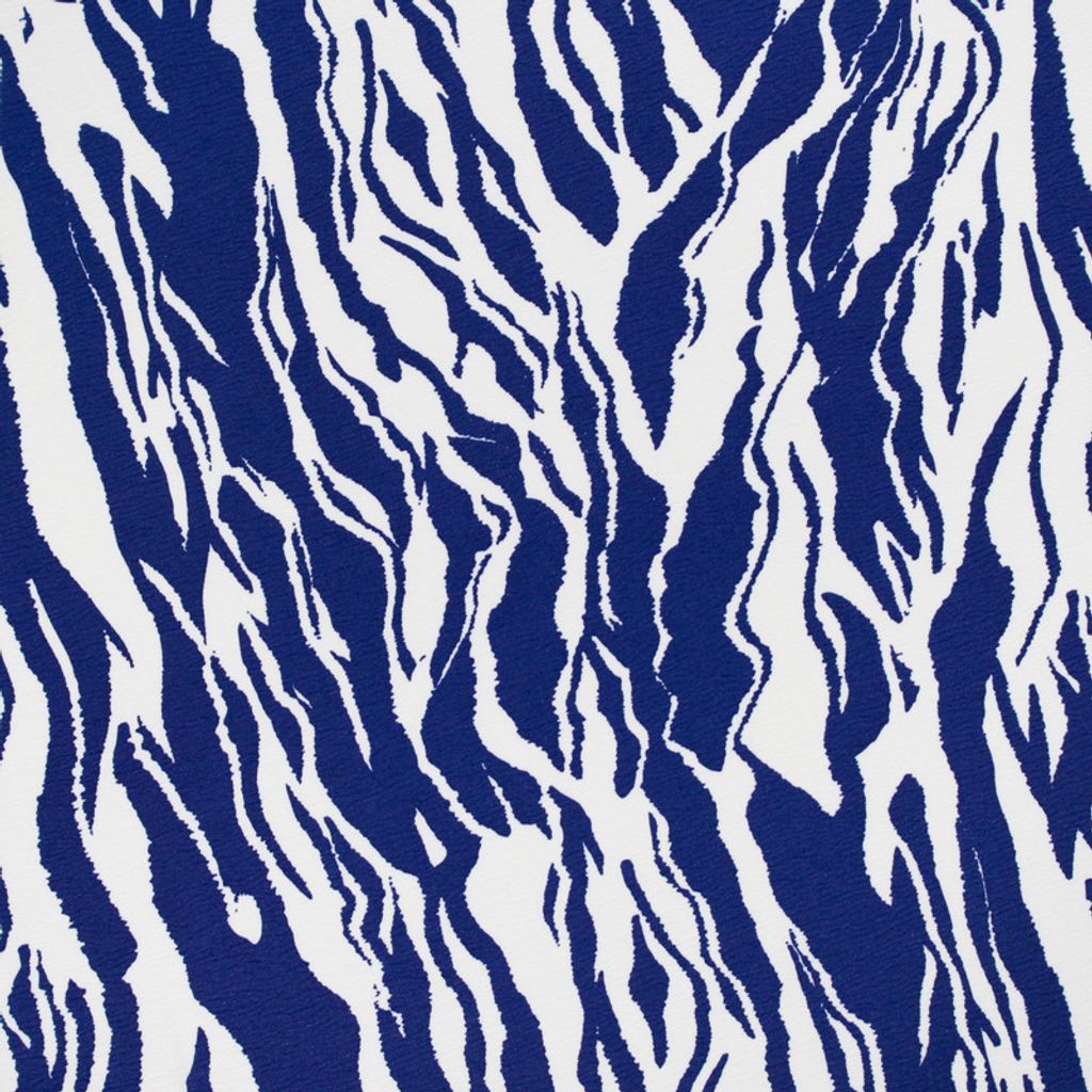 Crepe Larissa Estampado Tigre Azul e Branco Para Vestido Feminino Blusa Feminino Roupas Femininas