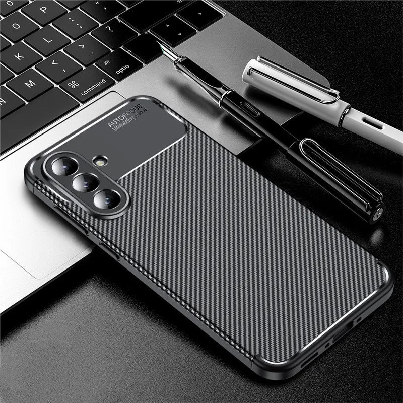 Para Samsung Galaxy A56 A36 A26 A16 A06 5G Fino À Prova De Choque Luxo Negócios Capa De Fibra Carbono