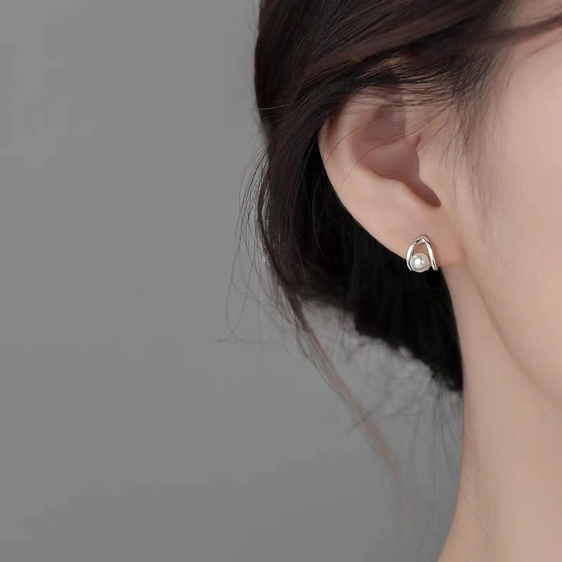 S925 prata esterlina pérola brincos simples moda jóias senhoras presente