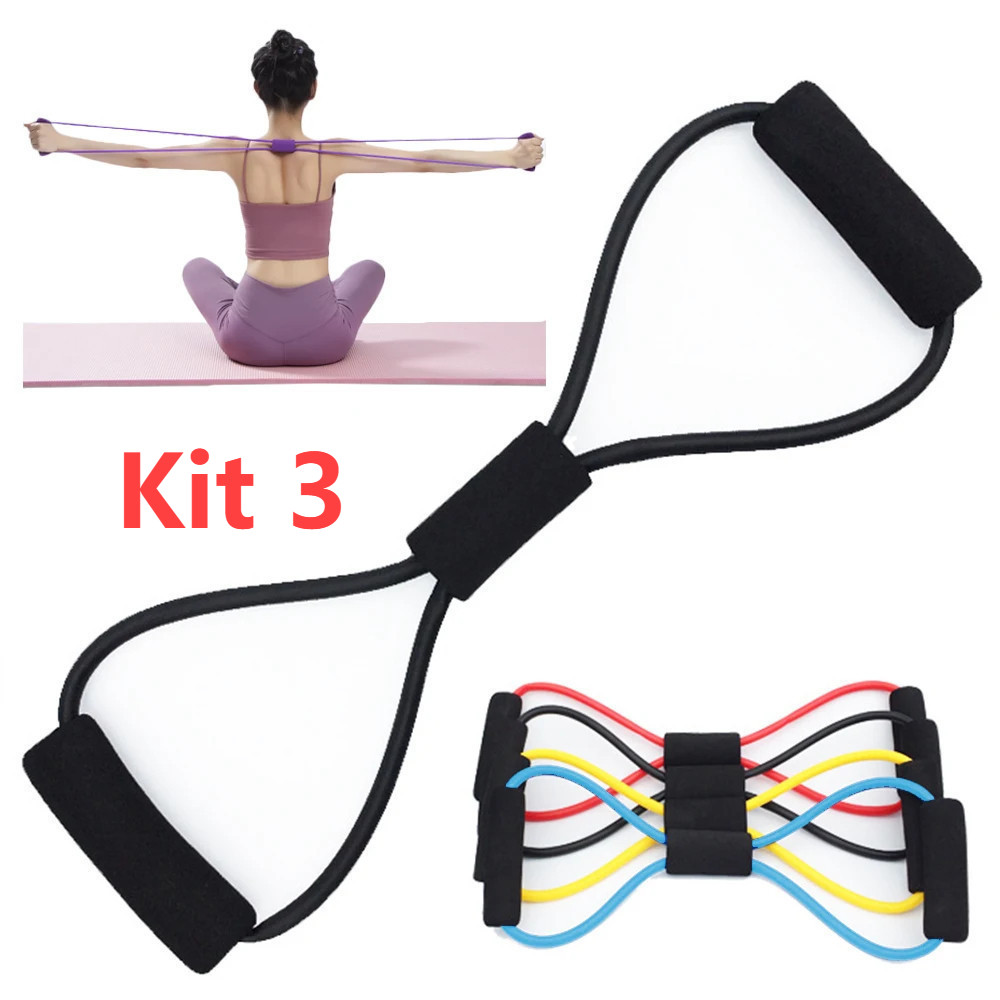 Kit 3 Banda Elástica De Exercício De Ioga Treino De Puxar Corda Equipamento De Fitness Resistência