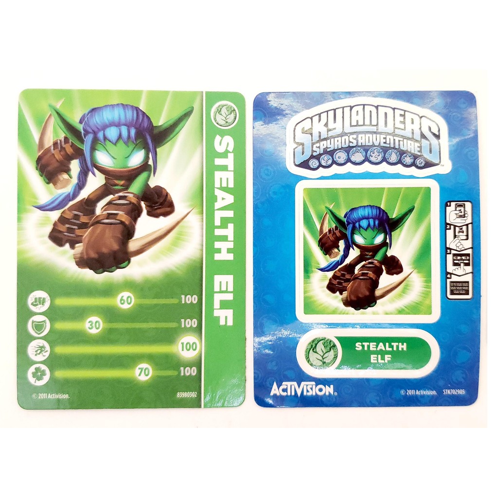 Card e Adesivo Skylanders Spyros Adventures Stealth Elf TCG