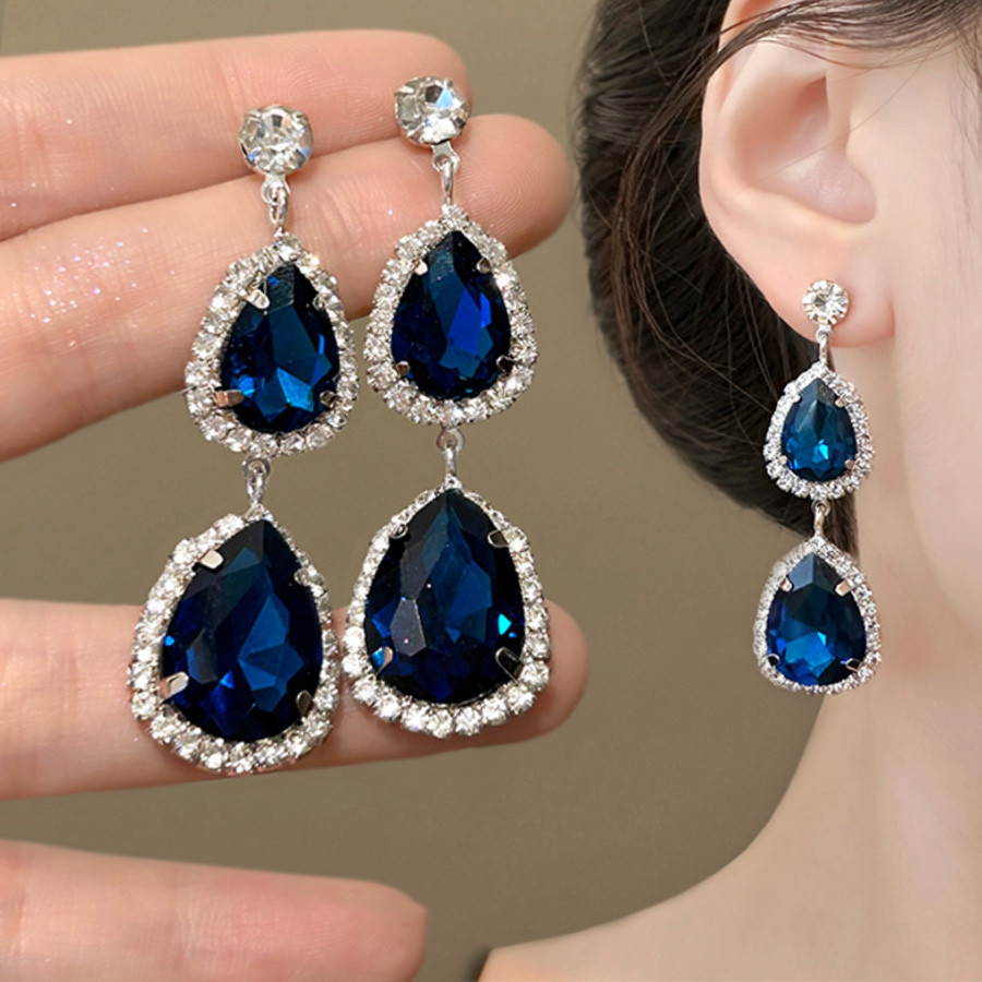 Brincos de gota de água geométrica de diamante europeu americano luz luxo High-End brincos Retro nicho Design brincos