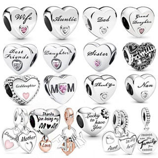 Berloque Prata 925 Pingente Aço Inoxidável Charme Inglês Carta Amor Contas Jóias DIY Belas Pulseira Acessórios em Oferta na Shopee