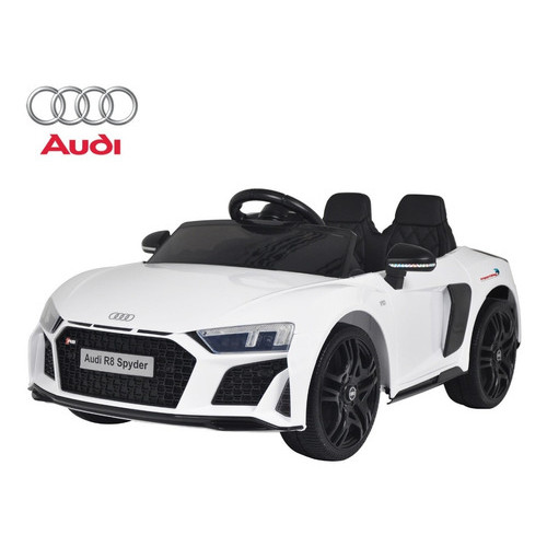 Carrinho Elétrico Infantil Audi R8 Spyder, 12V, Motorizado, Controle Remoto, Branco, com Luz e Som