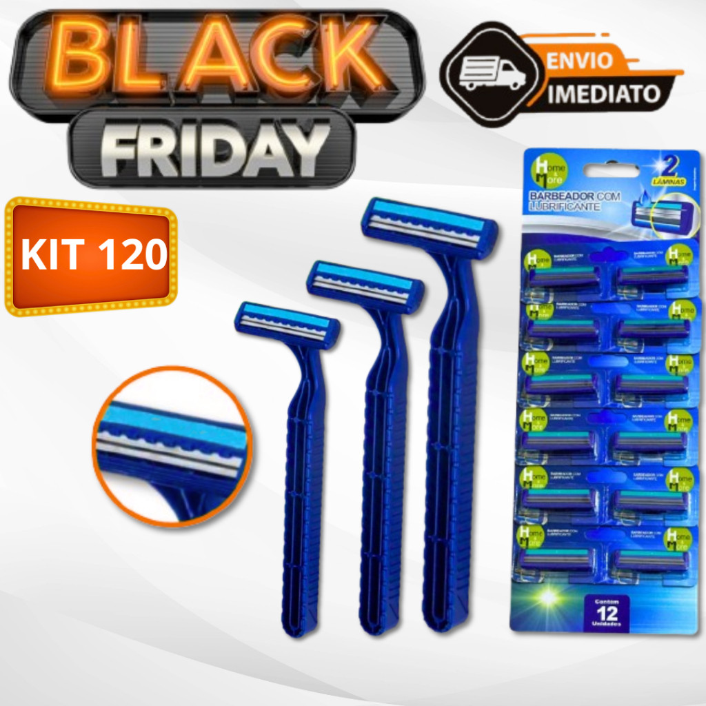 OFERTA Kit 120 Aparelho De Barbear Barbeador Descartável 2 lâminas Com Fita Lubrificante Navalha