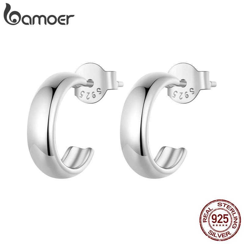 Brincos Bamoer 925 Sterling Sliver Design Simplicidade Presentes Simples Para Mulheres SCE1669-A - Fashion Accessories