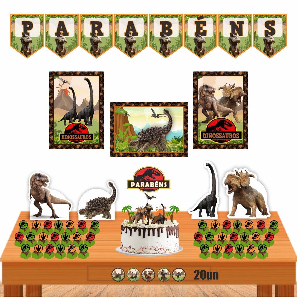 Kit Festa Dinossauros Só Um Bolinho Decoração Festa Infantil em Oferta na Shopee