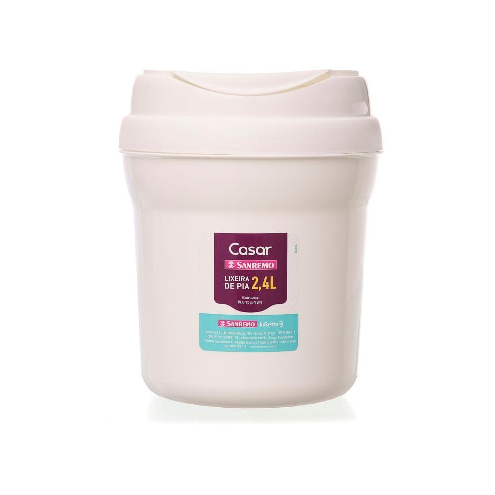 Lixeira de Pia Plástica Branca 2,4L Casar Sanremo - Home & Living