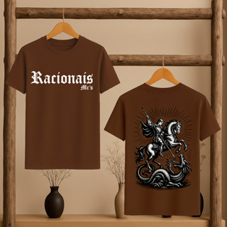 Camiseta Estampada Racionais São Jorge Dragão Vermelho Mano Brown Cavaleiro Católico  Umbanda Axé em Oferta na Shopee