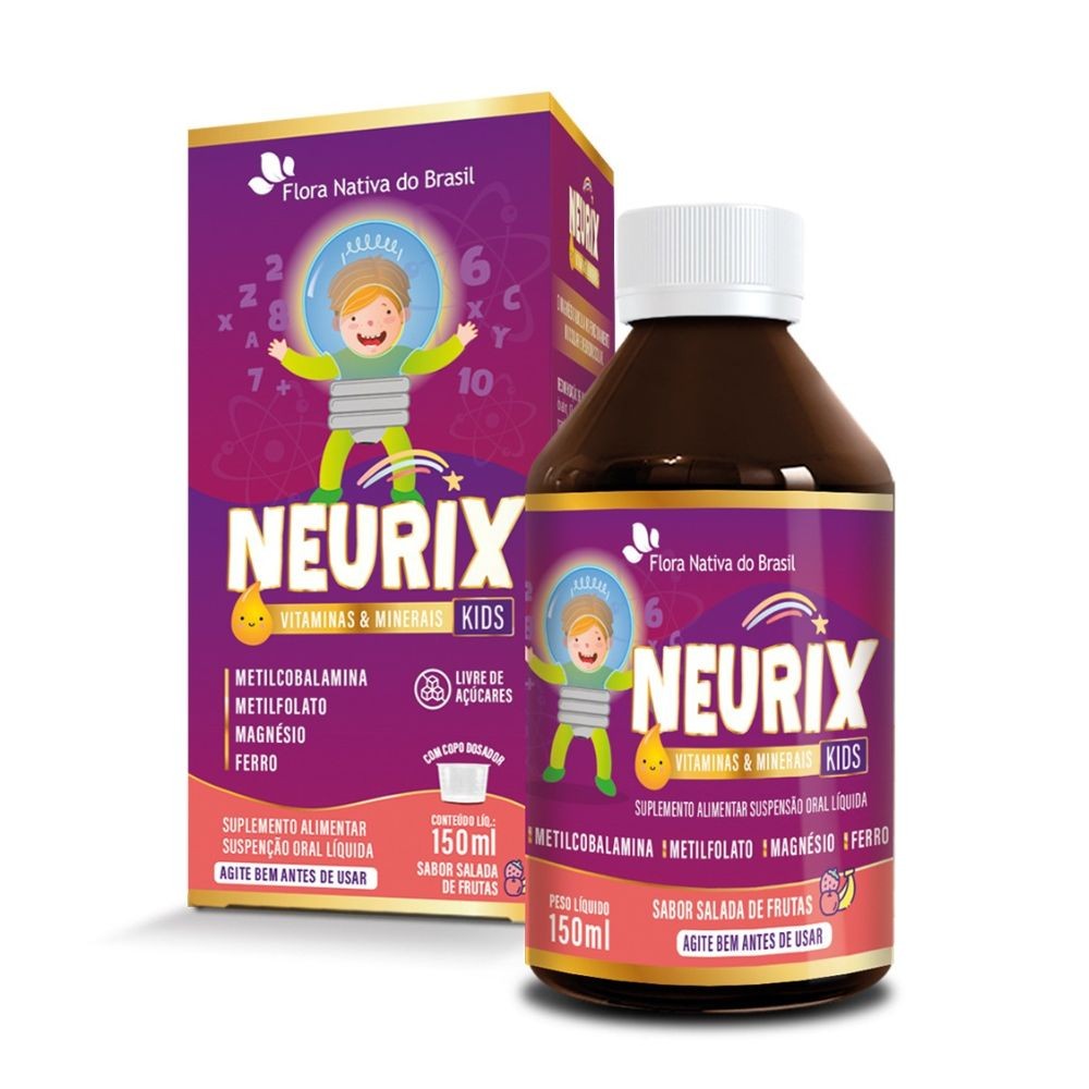 Neurix ( B12 Metilcobalamina, Ferro, Magnesio, Ácido Folico)150ml Sabor Frutas