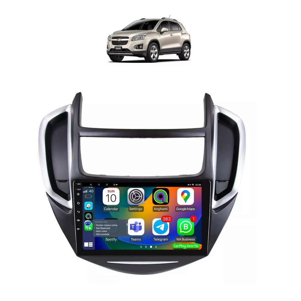 Kit Multimídia Tracker 2014 / 2016 LTZ 9 Pol Android Carplay Gps 2/32GB - 915BR ROADSTAR
