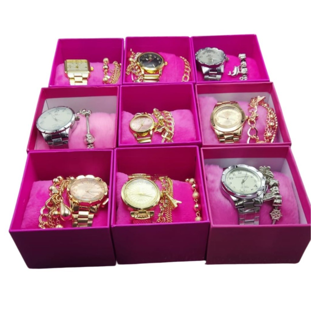 Kit Relógio Feminino Com Pulseira Elegante Cores Sortidas em Oferta na Shopee