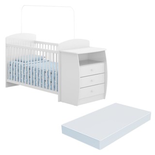 Berço Cômoda com Colchão Incluso Colinho de Mãe Multimóveis FG2951 Branco em Oferta na Shopee