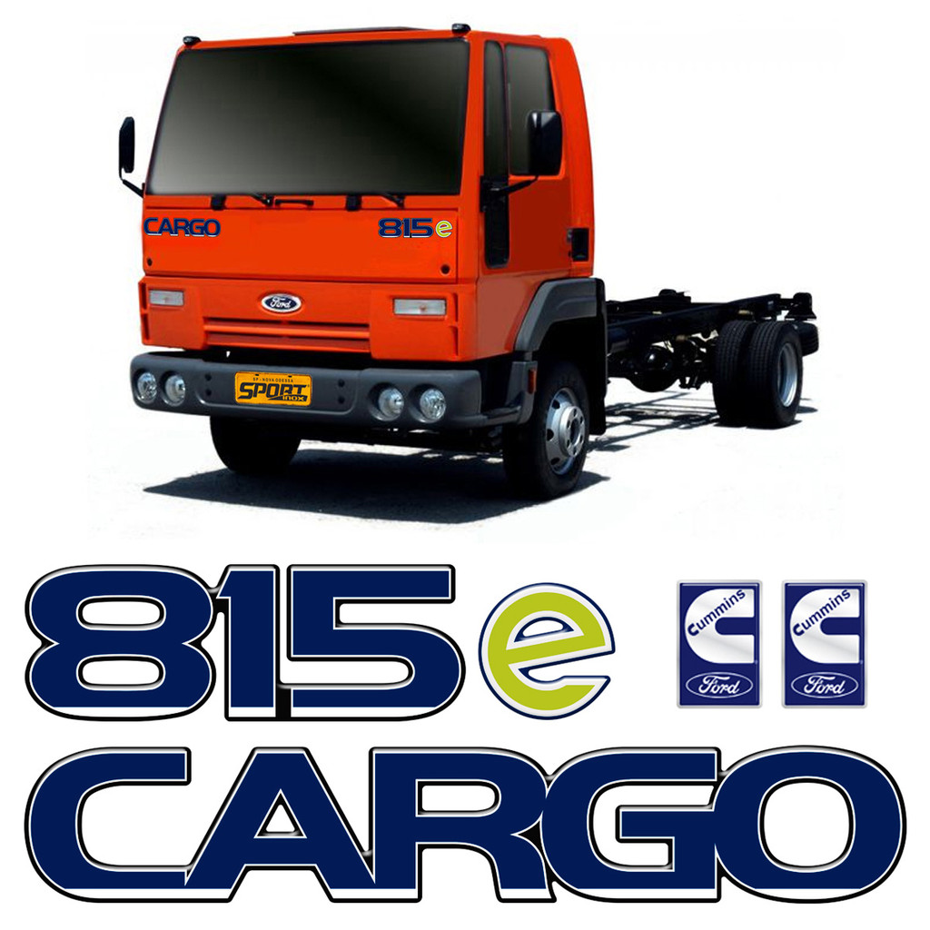 4 Adesivos Caminhão Ford Cargo 815e Resinado Grande Azul