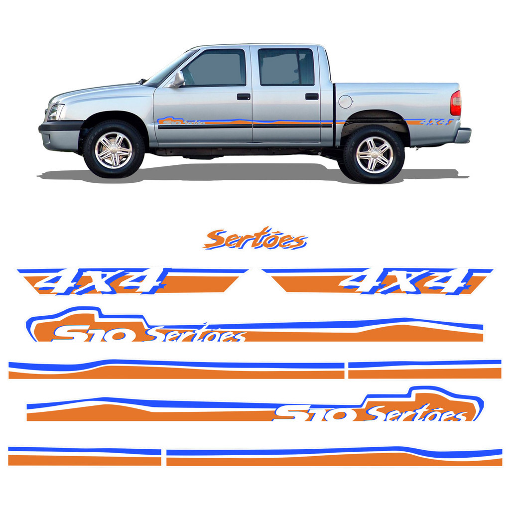 Kit De Faixas Adesivos Chevrolet S10 Sertoes 2004 A 2005 em Oferta na Shopee