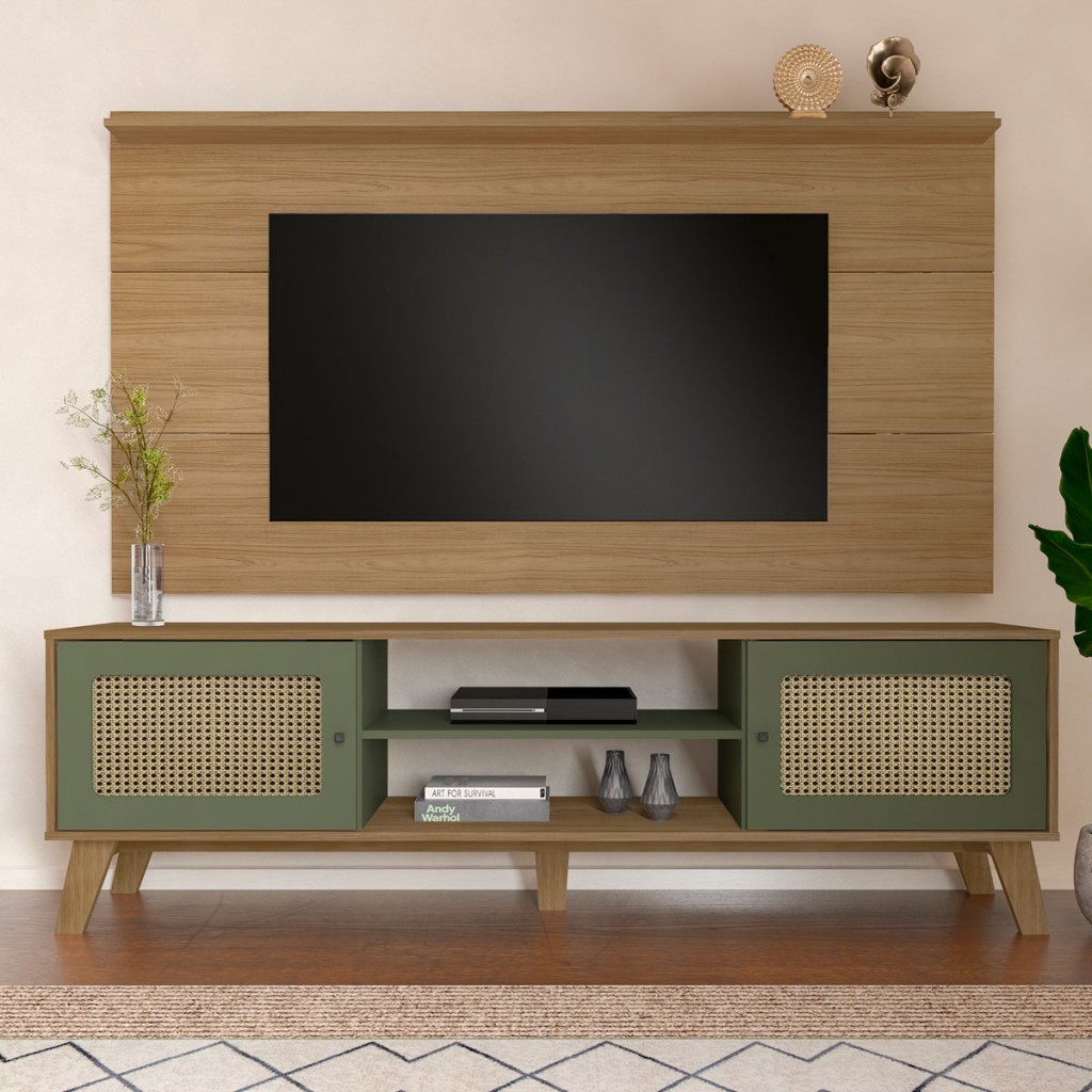 Rack com Painel para TV Até 75 Polegadas Tauari C/ Suporte para TV 2 Portas - Pnr Móveis em Oferta na Shopee