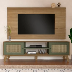 Rack com Painel para TV Até 75 Polegadas Tauari C/ Suporte para TV 2 Portas - Pnr Móveis