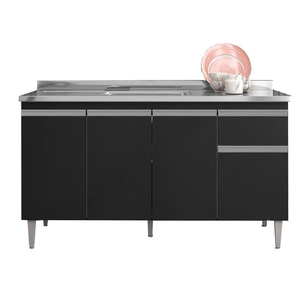 Balcão De Pia Tatiane 150 Cm Preto Fosco - Ajl em Oferta na Shopee