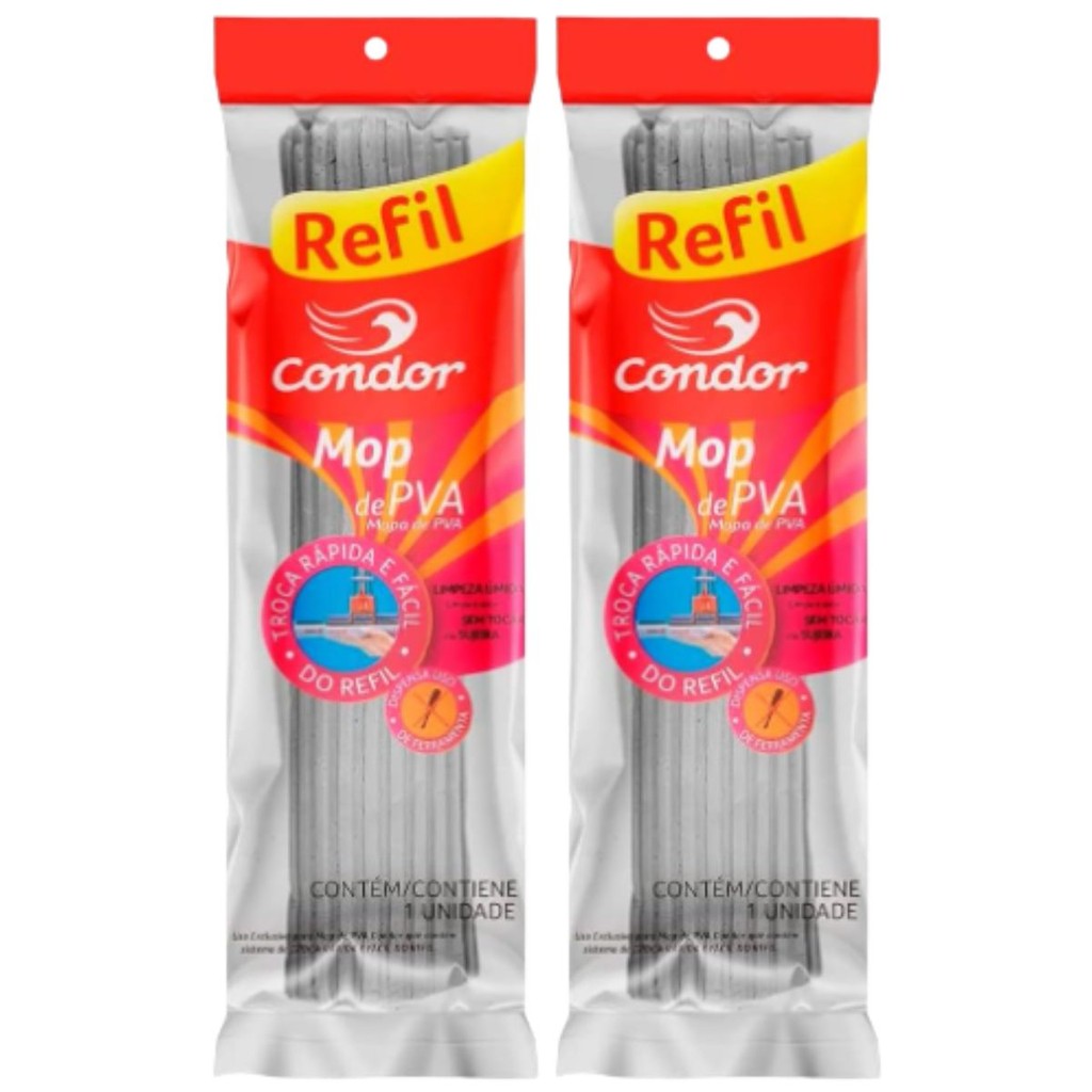 Kit 2 Refil Para Mop PVA Rodo Mágico Esfregão Condor Multiuso Limpeza em Oferta na Shopee