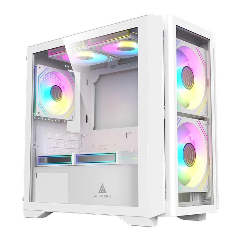 Gabinete Gamer Acegeek Vision M352, Mini-Tower, Lateral de Vidro, Branco, AG-VISION-M352-WH