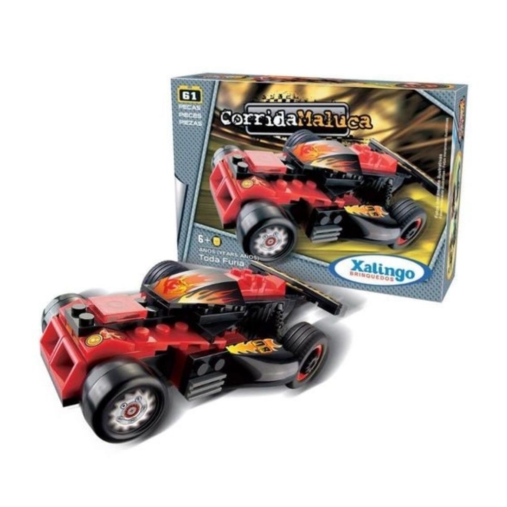 Carrinho Brinquedo de Montar Corrida Maluca Toda Fúria 61 Peças Xalingo -  06254
