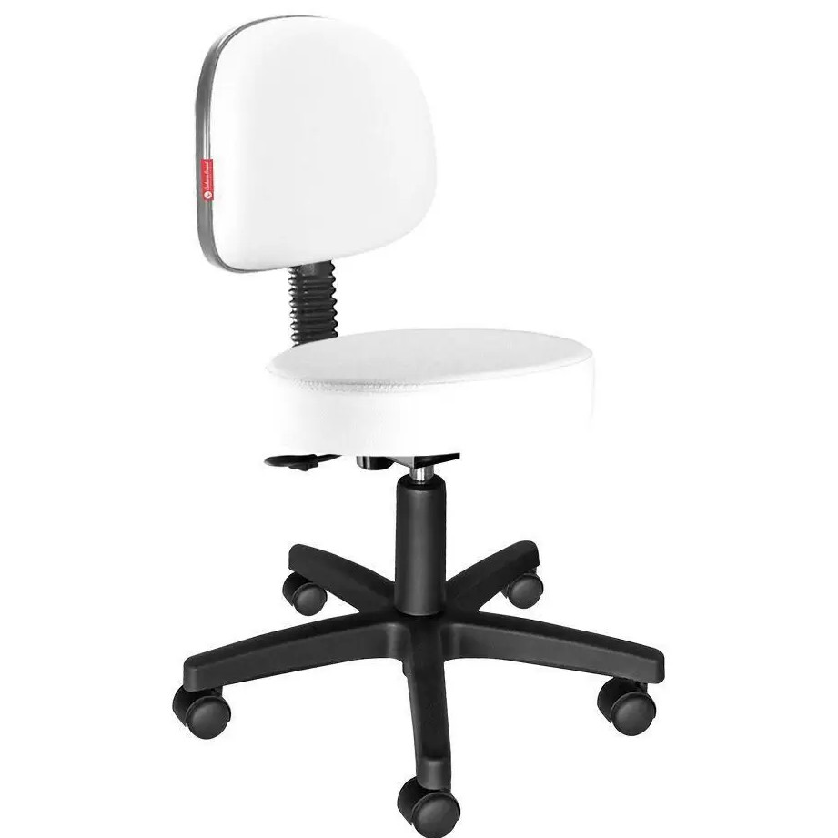 Cadeira Mocho Nice C/ Encosto Giratório Estética Massagista e Tatuador, Branco direto da Fábrica em Oferta na Shopee