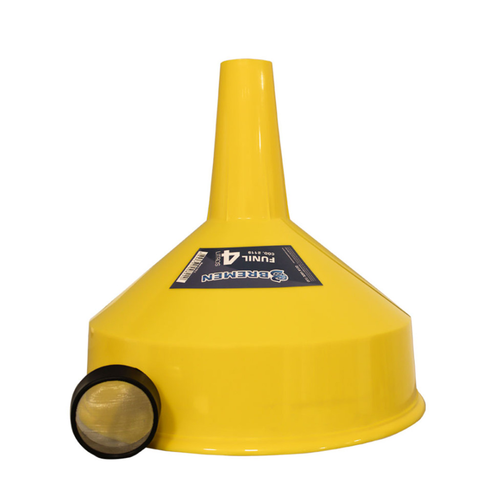 Funil Reto De Polietileno Com Peneira Amarelo 4L Ideal para Abastecimento e Filtragem - Bremen