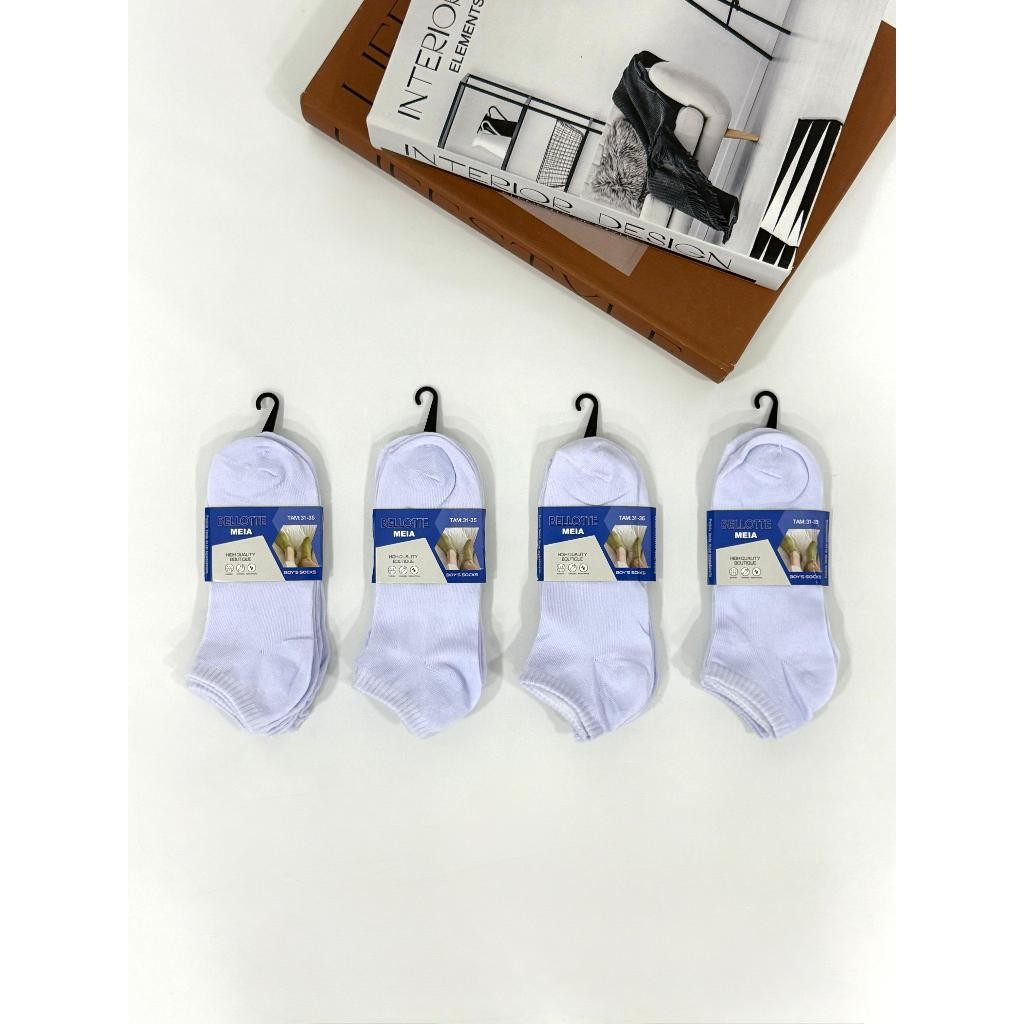 Kit c 12 Pares de Meias Juvenil Adolescentes Algodão Cano Curto Unisex Esportiva