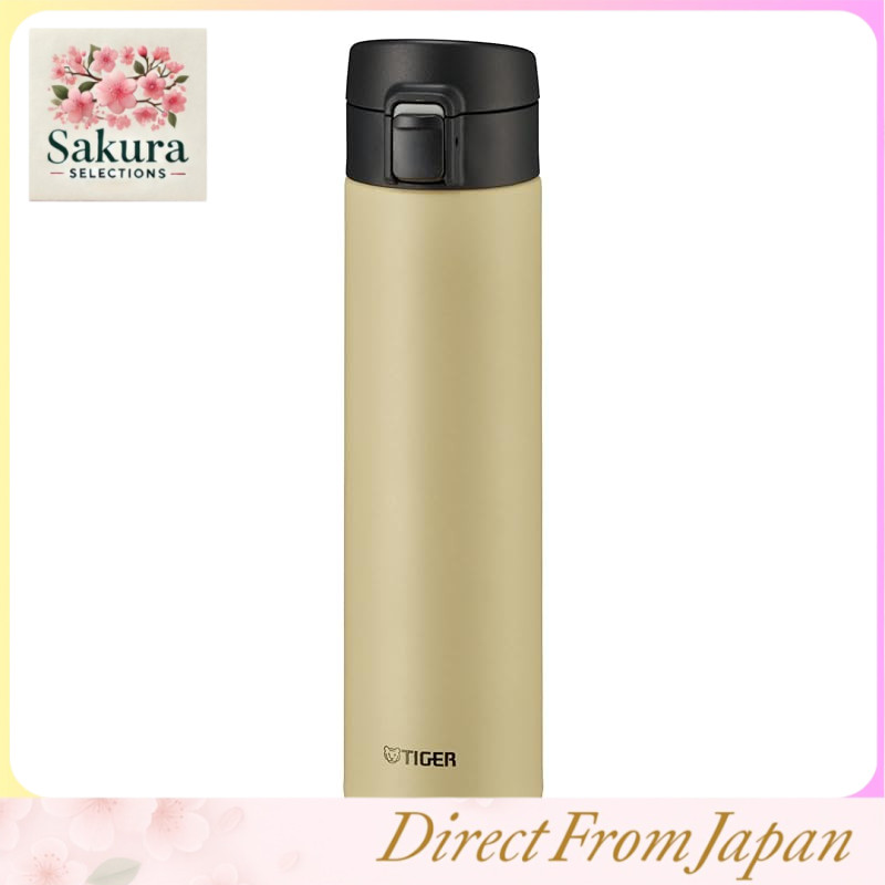 TIGER Thermal Bottle 600ml, Mug Bottle, One-Touch, Lightweight, Stainless Steel, Vacuum Insulated, Heat Retaining and Cold Insulating, Beige MKA-K060CK