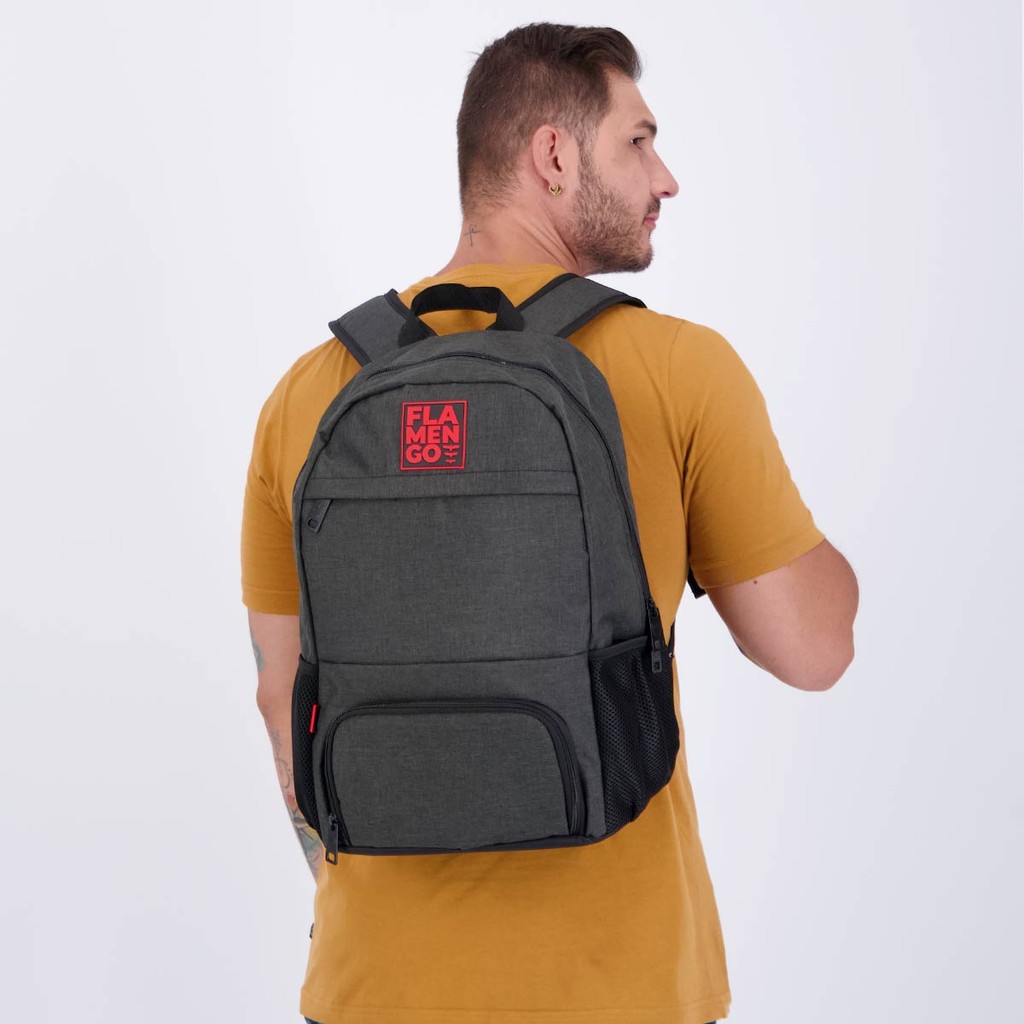 Mochila Flamengo Esportiva Cinza Escuro em Oferta na Shopee
