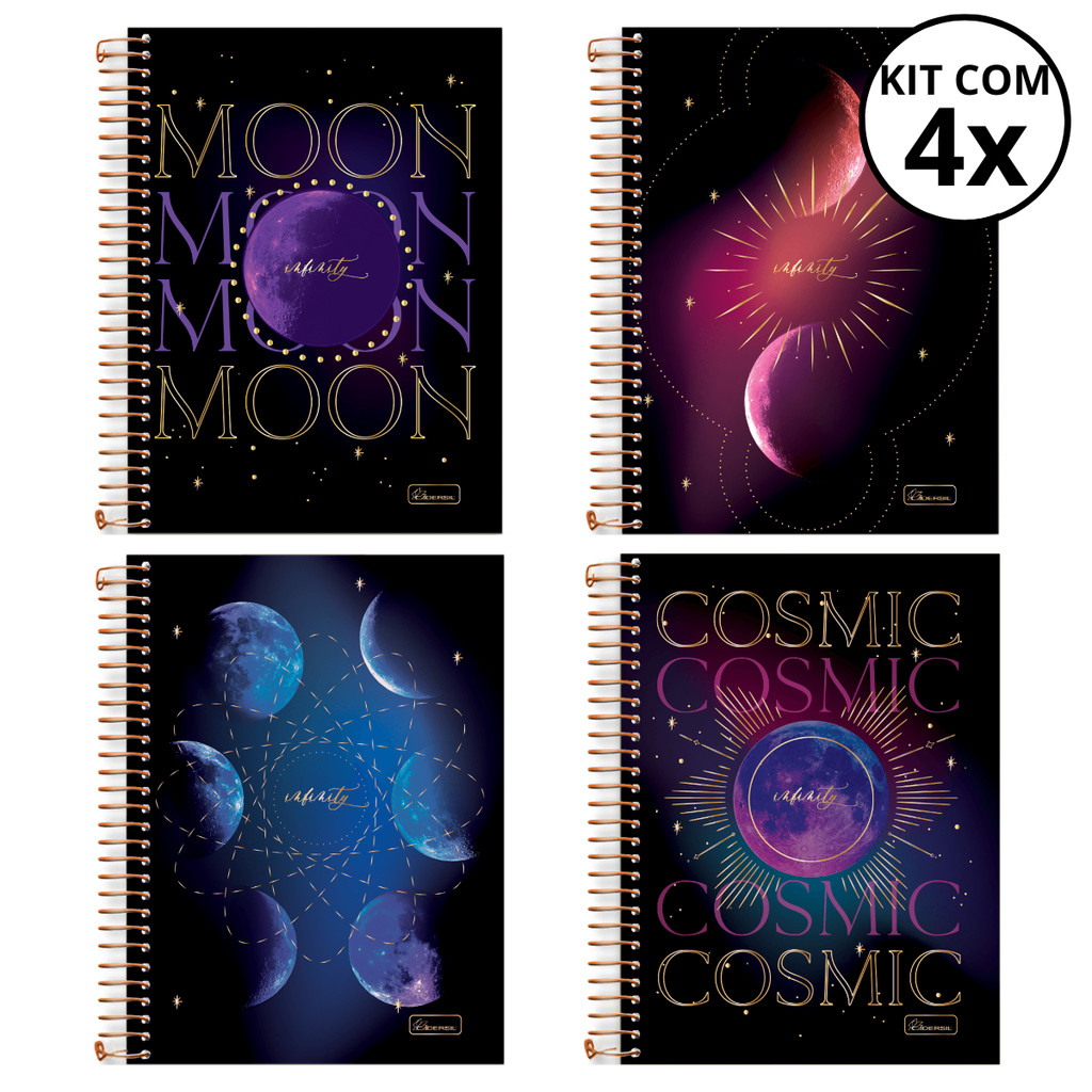 Kit Com 04 Caderno 10 Matérias Universitário Infinity 160 Folhas - CADERSIL em Oferta na Shopee