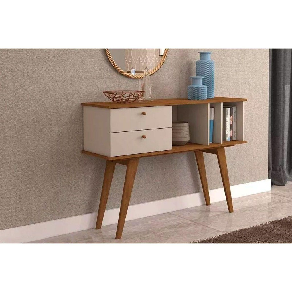 Aparador de Sala Jantar Elis 2 Gavetas 3 Nichos Savana/Nature-Off White - Cimol em Oferta na Shopee