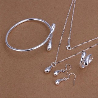 925 Prata Esterlina Gota De Água Pulseira Colar Brincos Anéis Conjunto De Jóias Moda Feminina em Oferta na Shopee