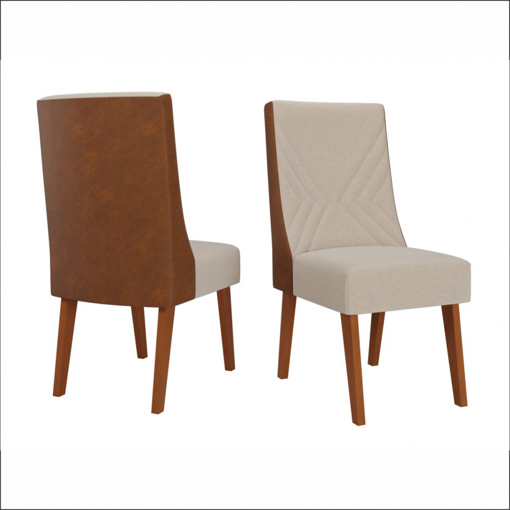 Kit 2 Cadeiras de Jantar Topazio Natural Tecido Linho Bronze Durango Viero em Oferta na Shopee