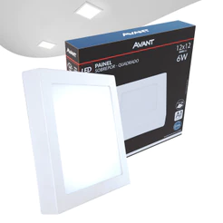 Painel Plafon Led Alu 6w 6500k Sob. Quadrado 110v/220v 12cm Avant