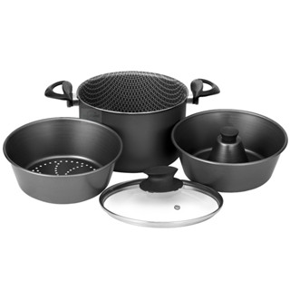 Caçarola Conjunto 3 em 1 - Para Pudim Banho Maria e Cozimento de Legumes - Antiaderente TEFLON em Oferta na Shopee