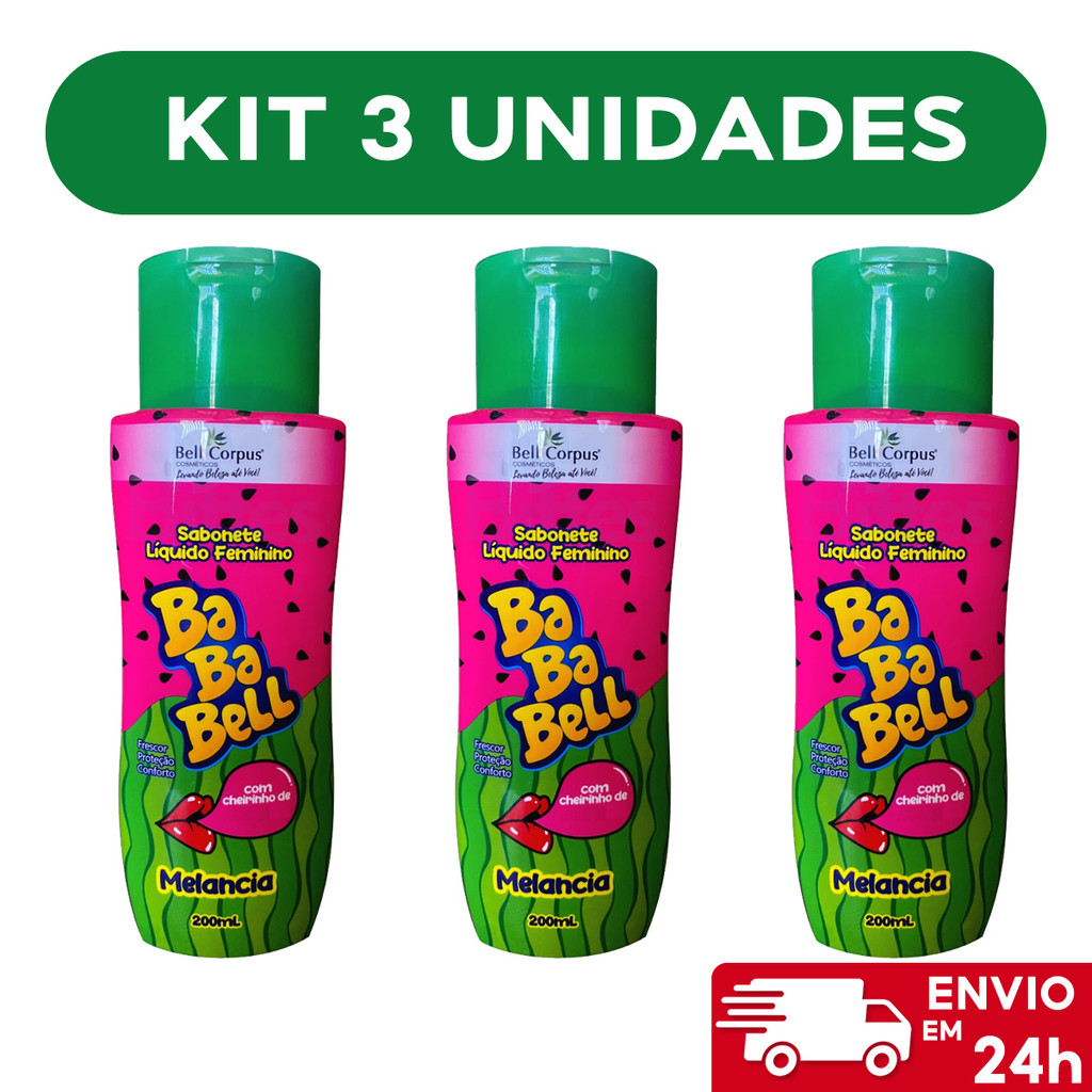 Kit com 3 Sabonete Íntimo Liquido Feminino Melancia - Bell Corpus 200ml