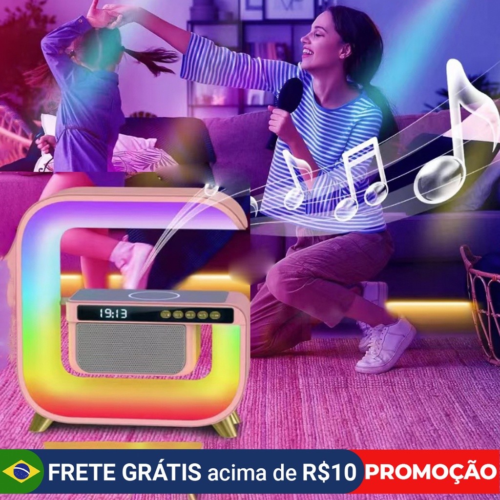 G3 Caxinha de Som G-Speaker Luz RGB Inteligente De Palco Alto-Falante Bluetooth Com Carregamento Rápido Sem Fio De Sete em Oferta na Shopee
